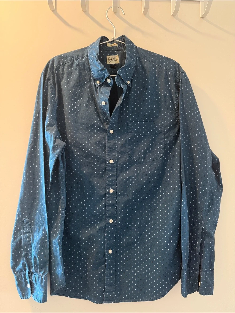 J. Crew Men's Navy Blue Dot Button-Down Shirt